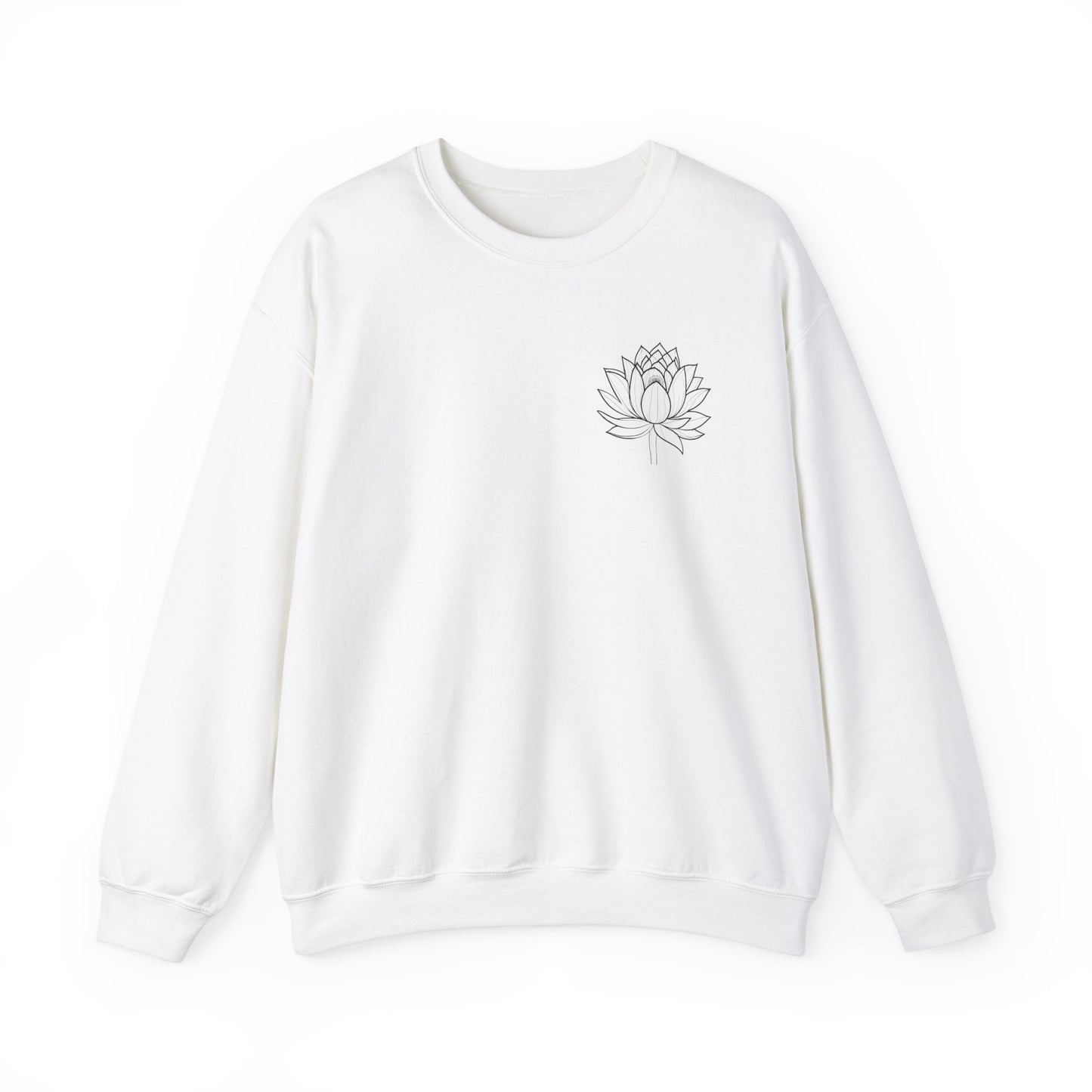 Boho Shirts - Hand Drawn Pocket White Lotus Flower Unisex Sweatshirt