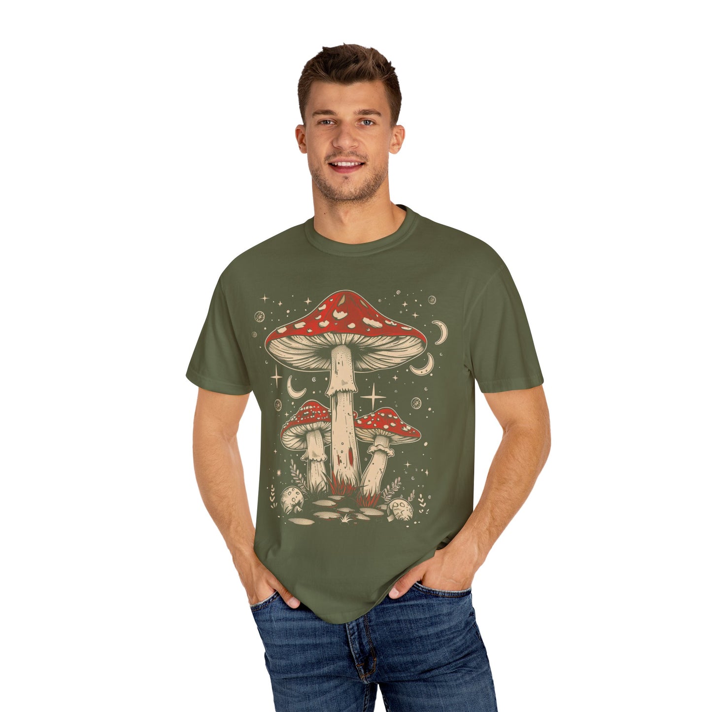 Beautiful Mushrooms Boho Shirts | Unisex Garment-Dyed Relaxed Fit Comfort Color Shirts