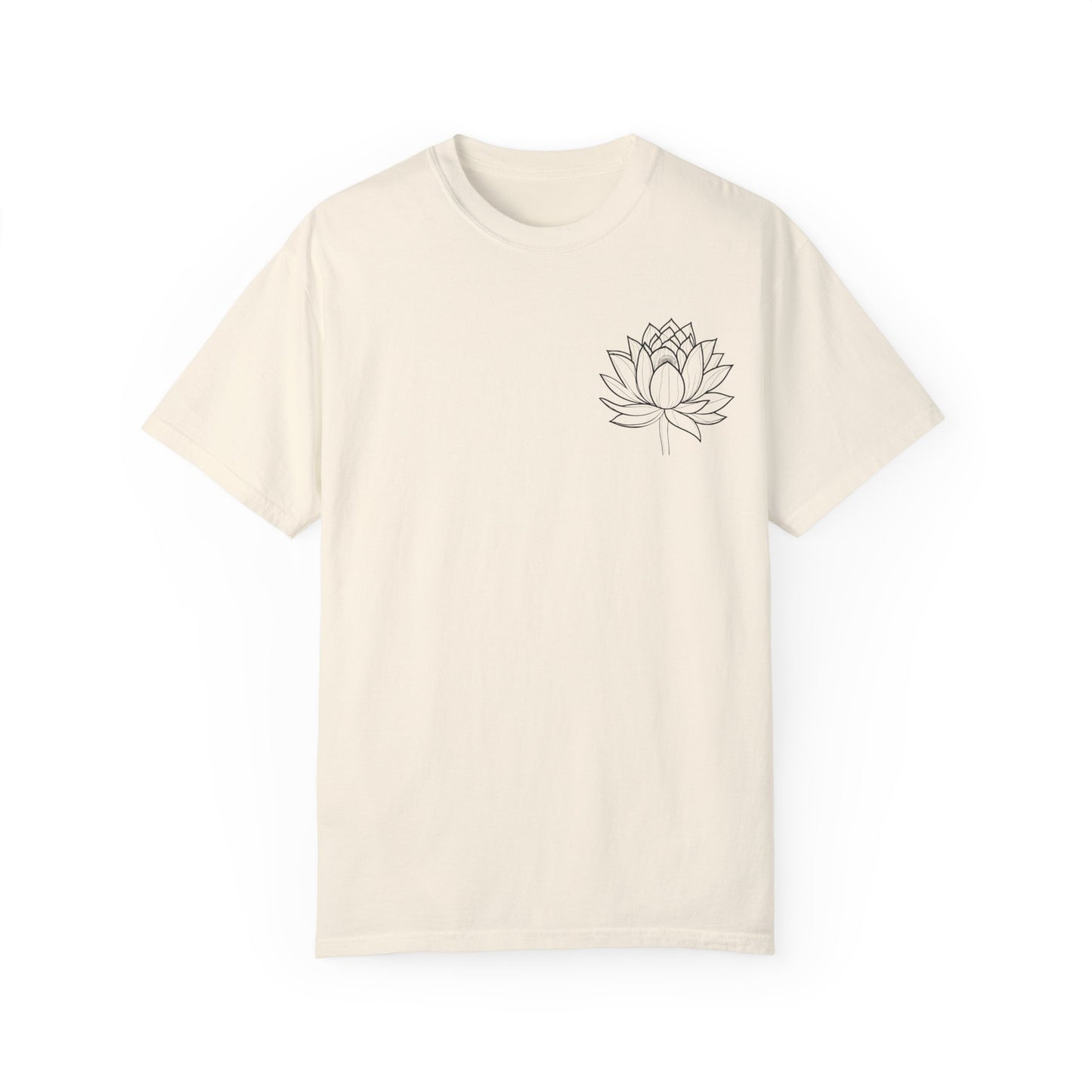 Hand Drawn Pocket Lotus Flower Boho Shirts |  Unisex Garment-Dyed Relaxed Fit Comfort Color Shirts