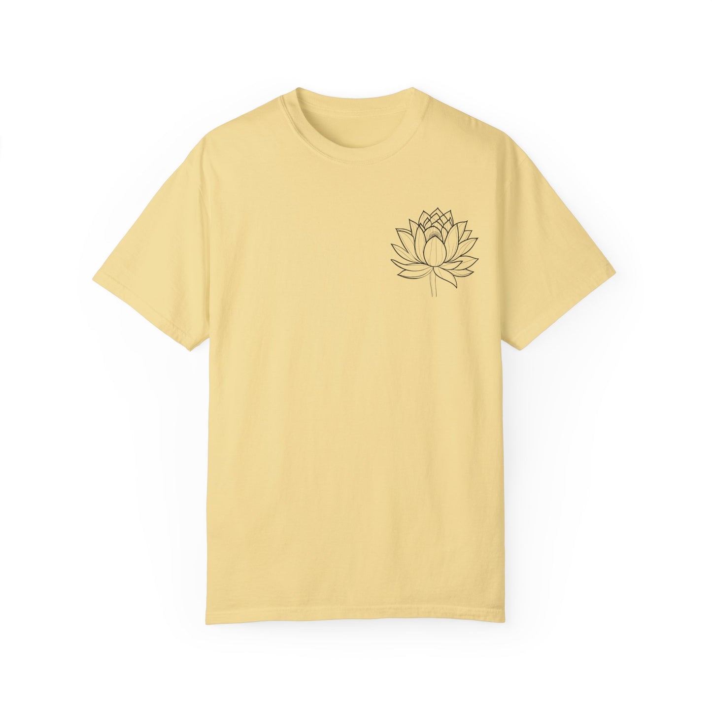 Hand Drawn Pocket Lotus Flower Boho Shirts |  Unisex Garment-Dyed Relaxed Fit Comfort Color Shirts