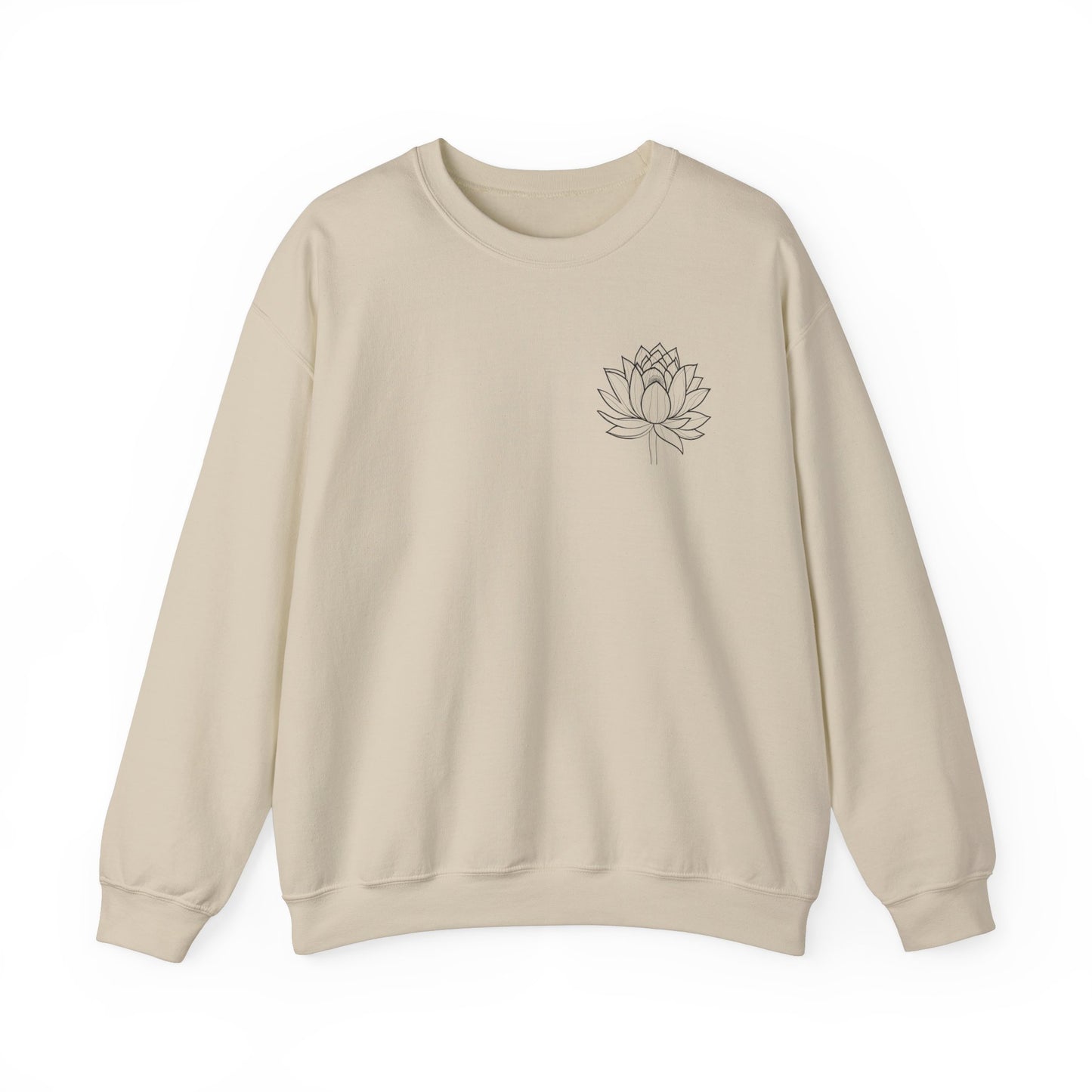 Boho Shirts - Hand Drawn Pocket White Lotus Flower Unisex Sweatshirt