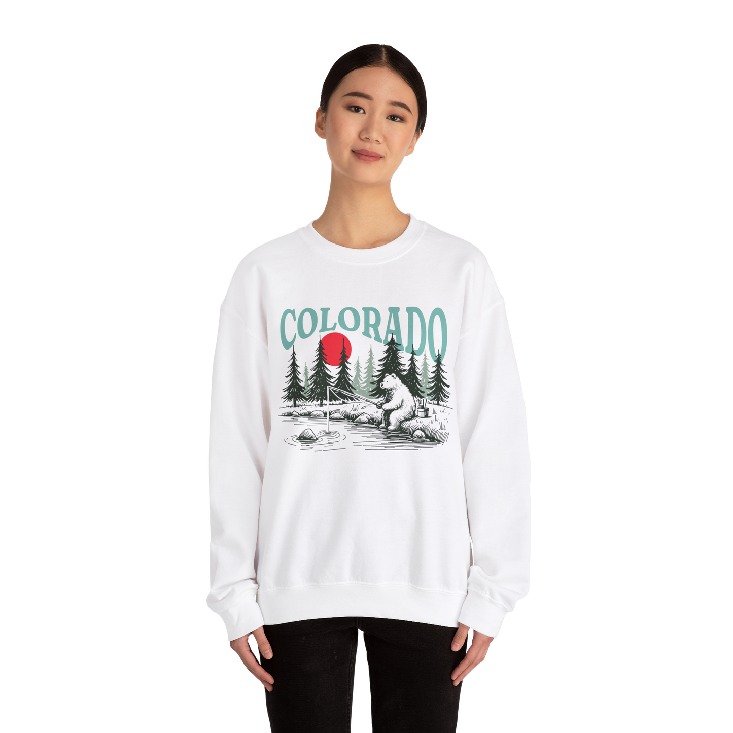 Colorado T Shirts | Mountain Bear Fishing Unisex Sweatshirt