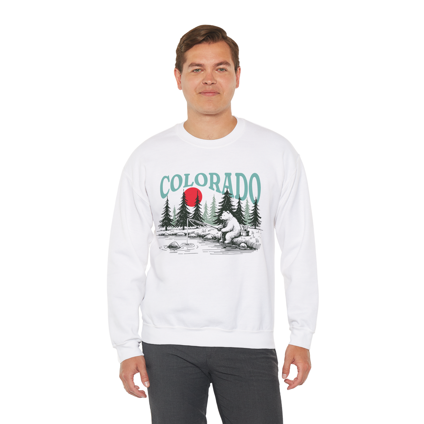 Colorado T Shirts | Mountain Bear Fishing Unisex Sweatshirt