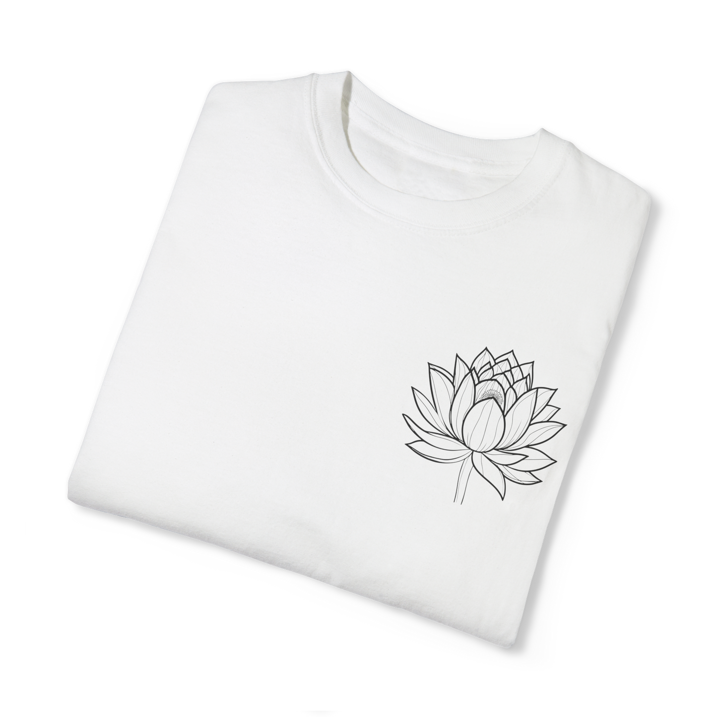 Hand Drawn Pocket Lotus Flower Boho Shirts |  Unisex Garment-Dyed Relaxed Fit Comfort Color Shirts