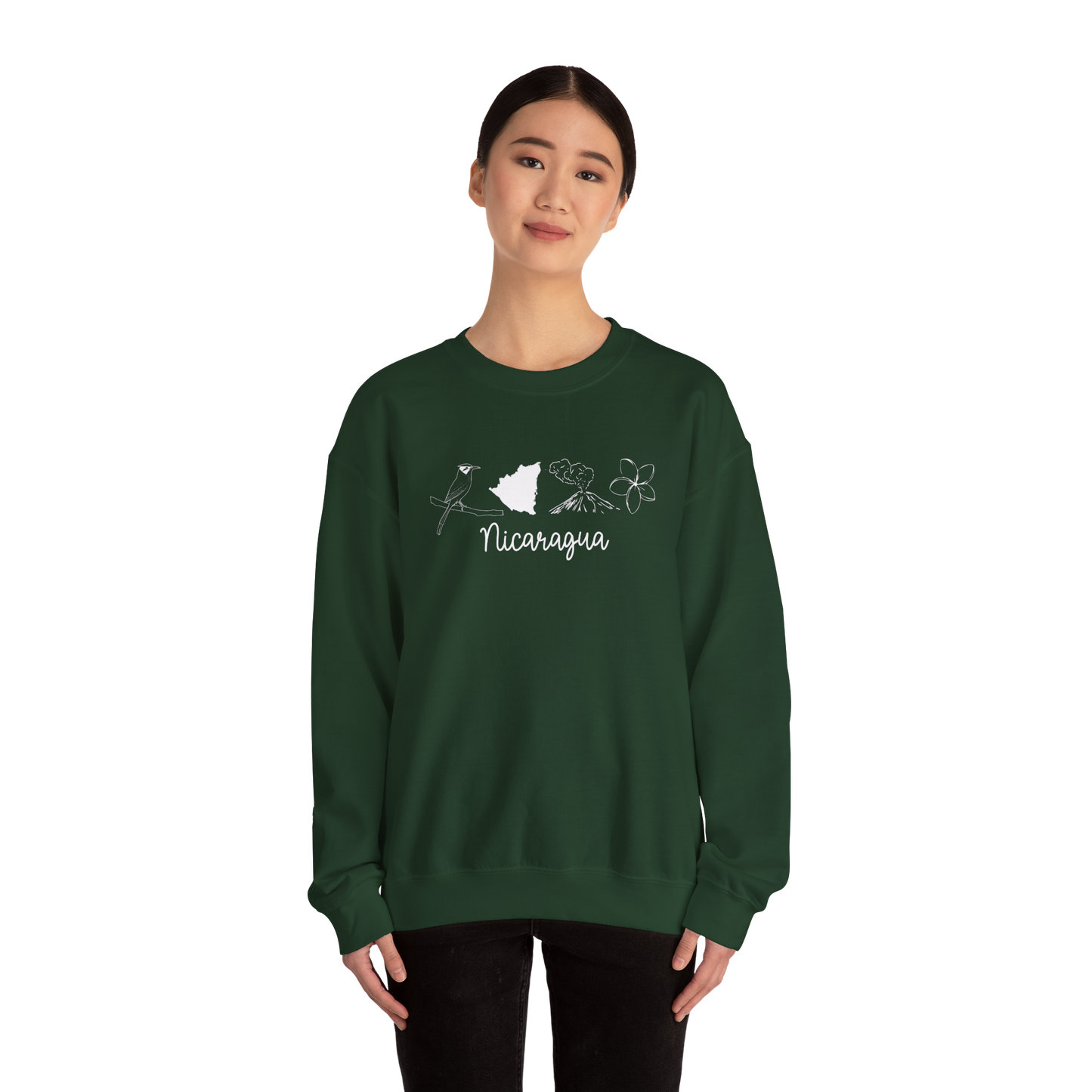 Nicaragua Sweater | Super Comfy Unisex Sweatshirt ft. Masaya Volcano, Turquoise motmot