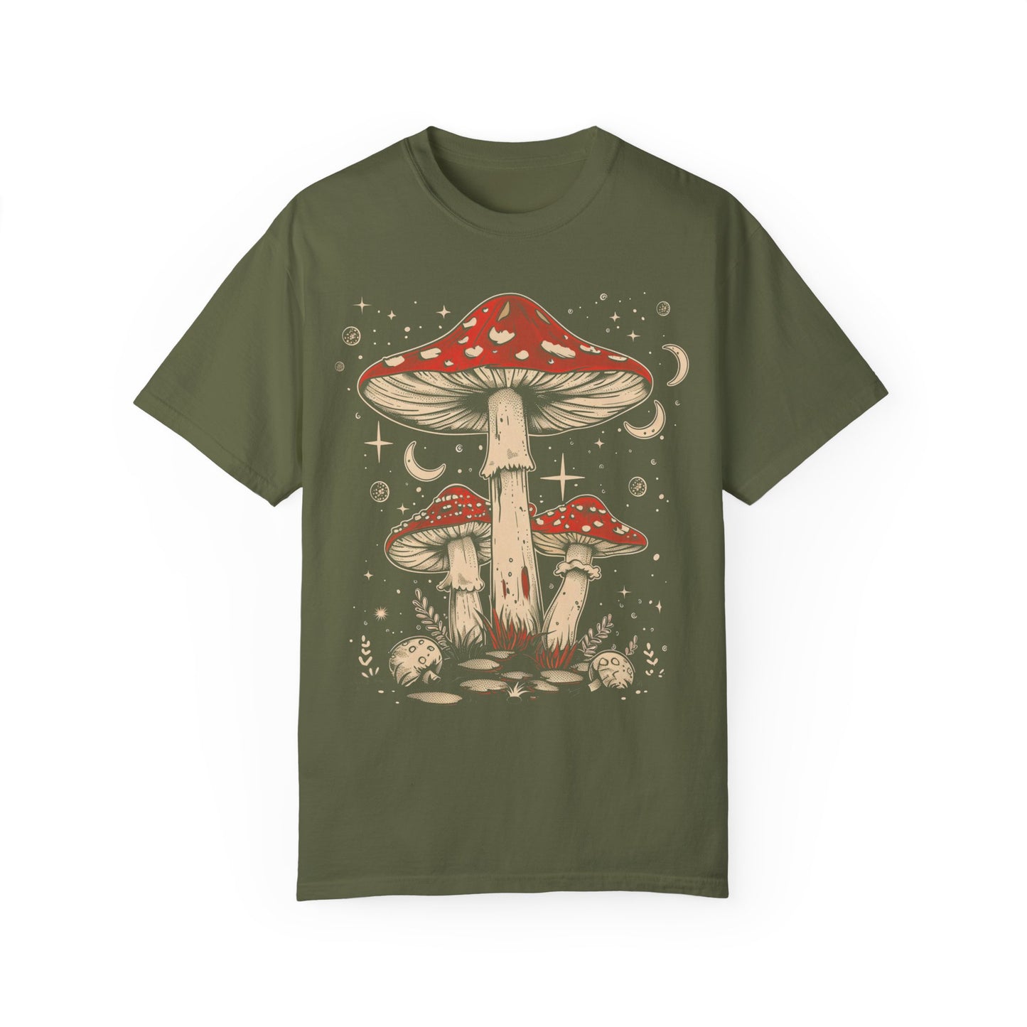 Beautiful Mushrooms Boho Shirts | Unisex Garment-Dyed Relaxed Fit Comfort Color Shirts