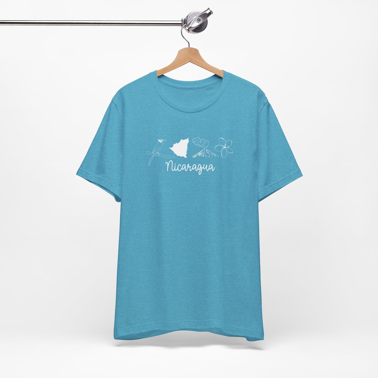 Nicaragua Shirt | Unisex Adult Tee ft. Masaya Volcano, Turquoise Motmot