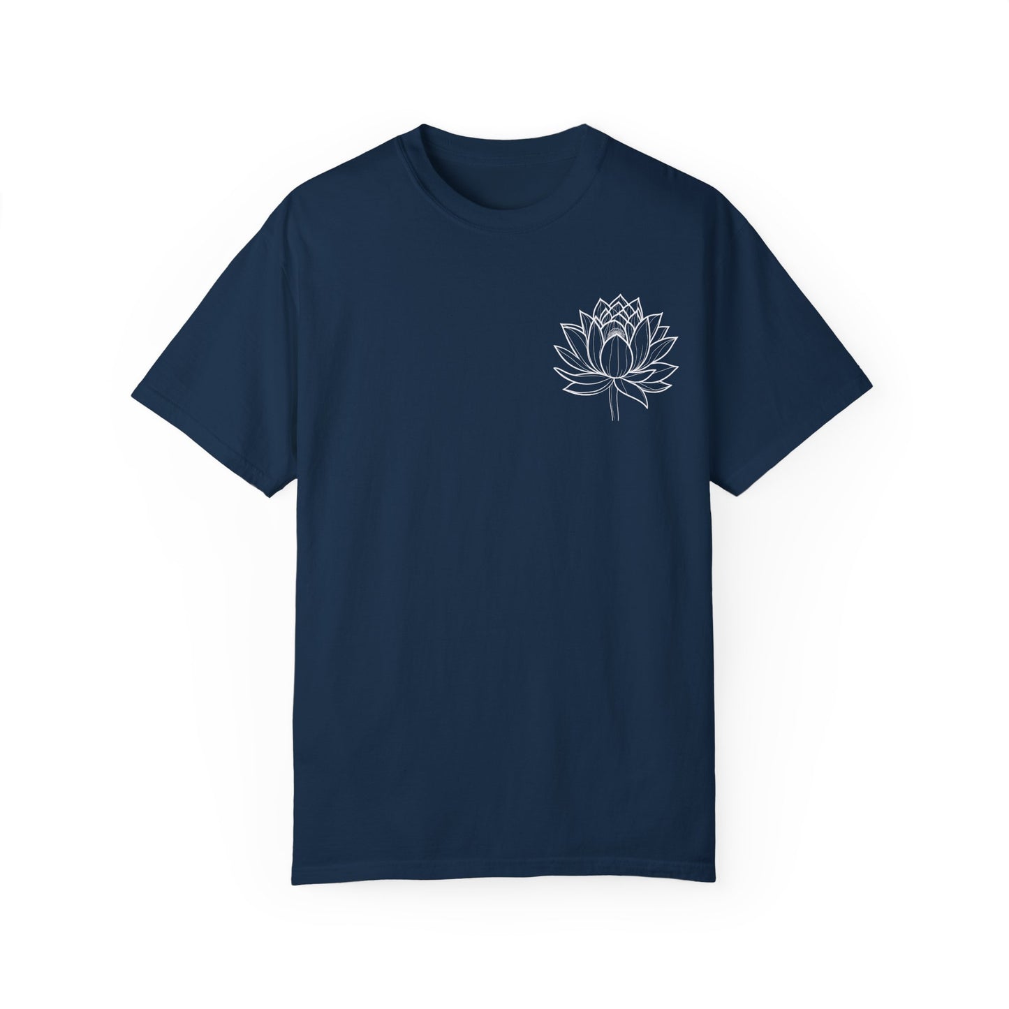 Hand Drawn Pocket Lotus Flower Boho Shirts |  Unisex Garment-Dyed Relaxed Fit Comfort Color Shirts