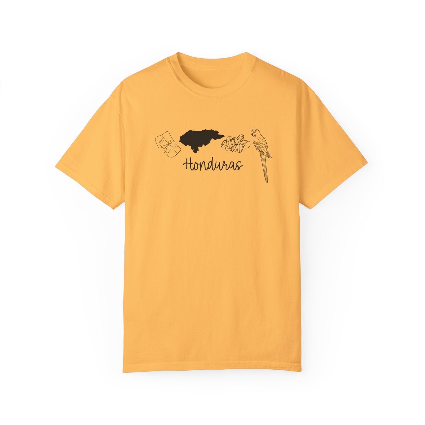 Comfort Colors Honduras Shirts | National Emblems ft. Scarlet Macaw, Nacatamales, Coffee Beans